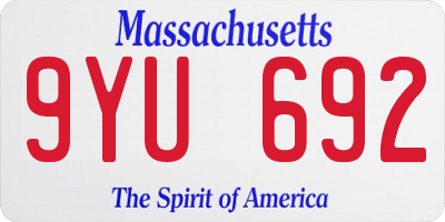 MA license plate 9YU692