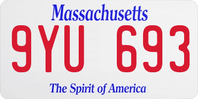 MA license plate 9YU693