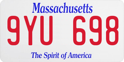 MA license plate 9YU698