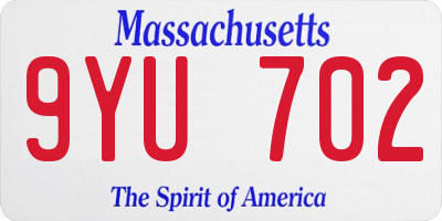 MA license plate 9YU702