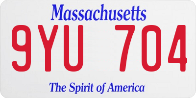 MA license plate 9YU704