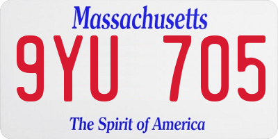 MA license plate 9YU705