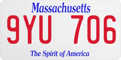 MA license plate 9YU706