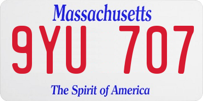 MA license plate 9YU707