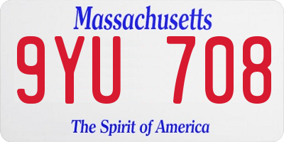 MA license plate 9YU708