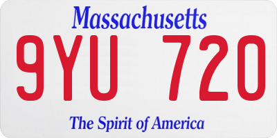 MA license plate 9YU720