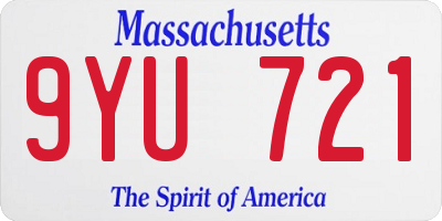 MA license plate 9YU721