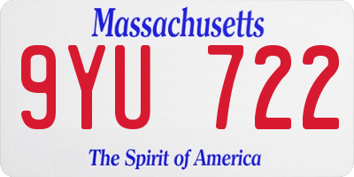 MA license plate 9YU722