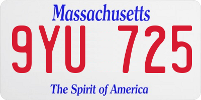 MA license plate 9YU725