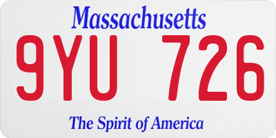 MA license plate 9YU726