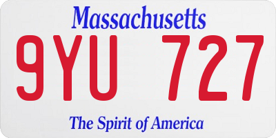 MA license plate 9YU727