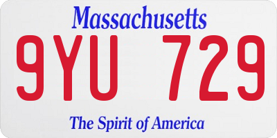 MA license plate 9YU729