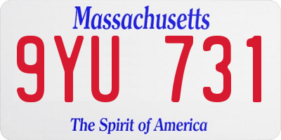 MA license plate 9YU731