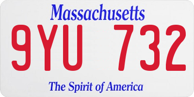MA license plate 9YU732