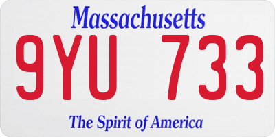MA license plate 9YU733