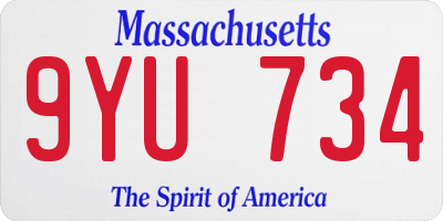 MA license plate 9YU734