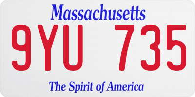 MA license plate 9YU735