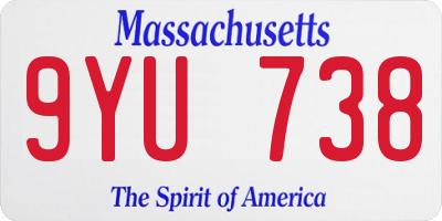 MA license plate 9YU738