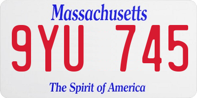 MA license plate 9YU745