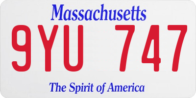 MA license plate 9YU747