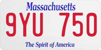 MA license plate 9YU750