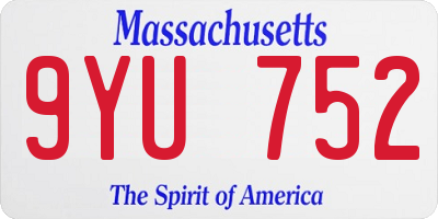 MA license plate 9YU752