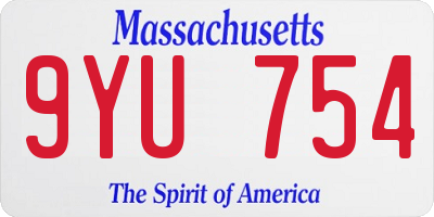 MA license plate 9YU754