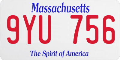 MA license plate 9YU756