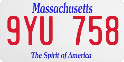 MA license plate 9YU758