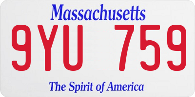 MA license plate 9YU759