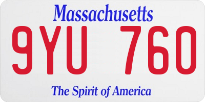 MA license plate 9YU760