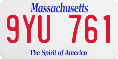 MA license plate 9YU761