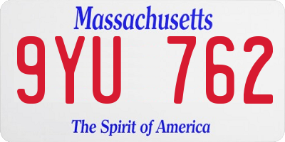 MA license plate 9YU762