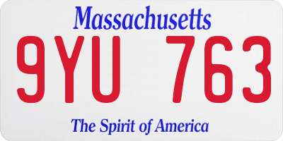 MA license plate 9YU763