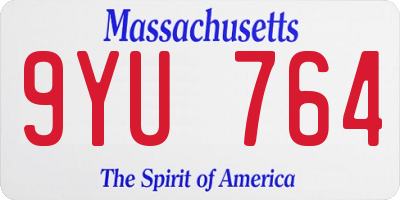 MA license plate 9YU764