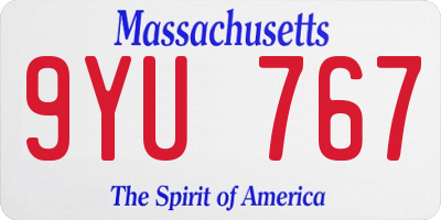 MA license plate 9YU767