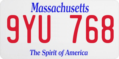 MA license plate 9YU768