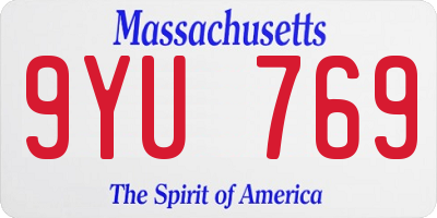 MA license plate 9YU769