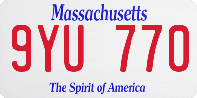 MA license plate 9YU770