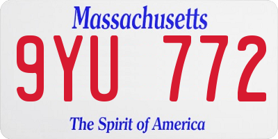 MA license plate 9YU772