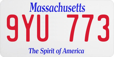 MA license plate 9YU773