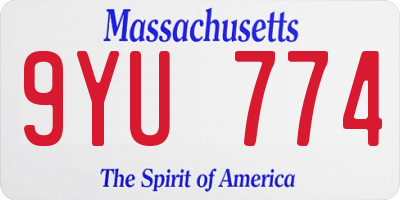MA license plate 9YU774
