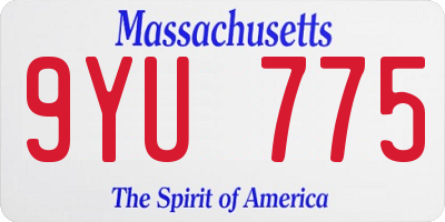 MA license plate 9YU775