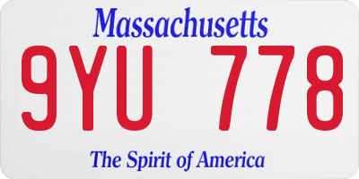 MA license plate 9YU778