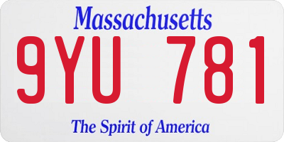 MA license plate 9YU781