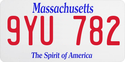 MA license plate 9YU782