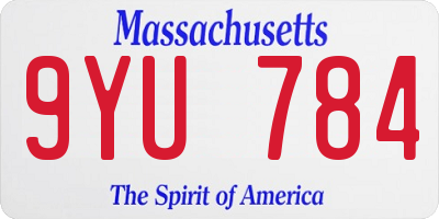 MA license plate 9YU784