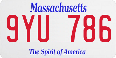 MA license plate 9YU786