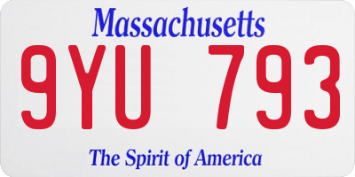 MA license plate 9YU793