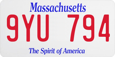MA license plate 9YU794
